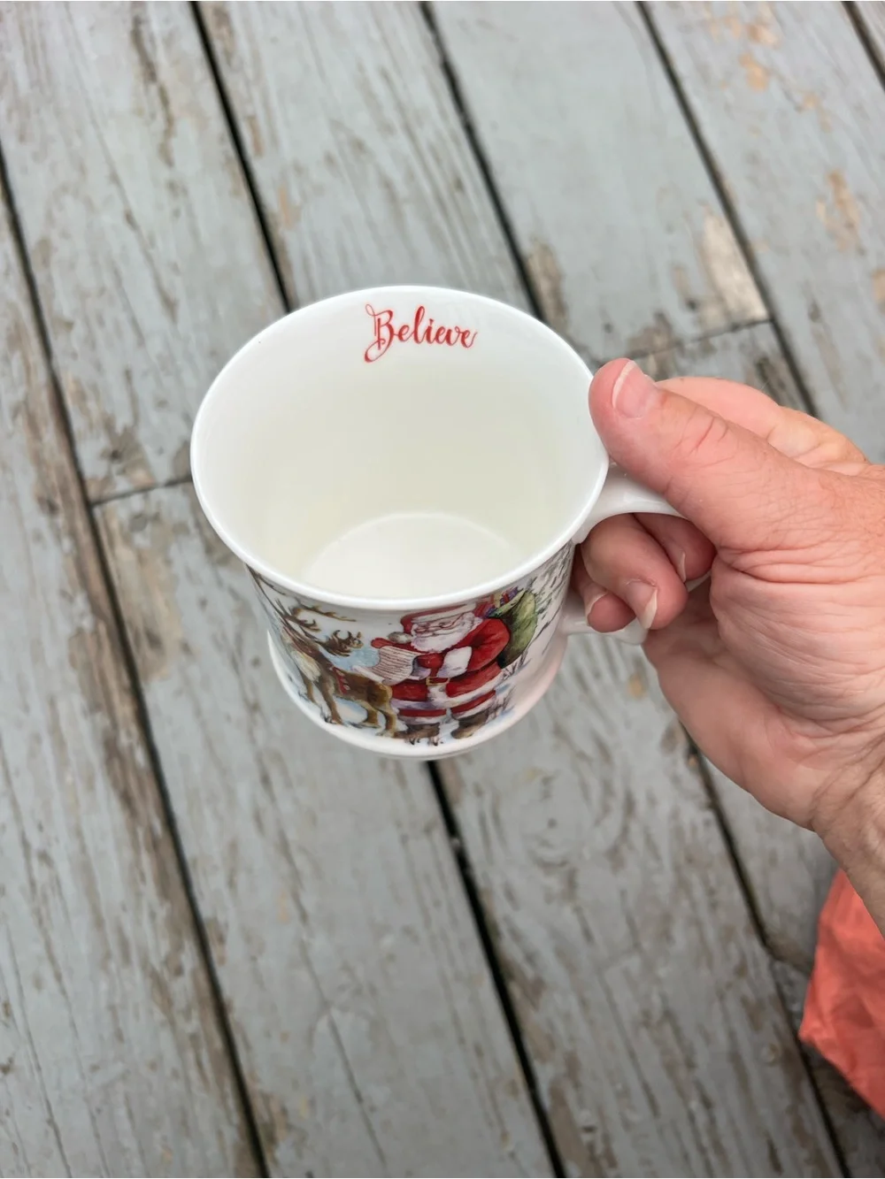 Lenox White Santa and Reindeer Holiday Mug